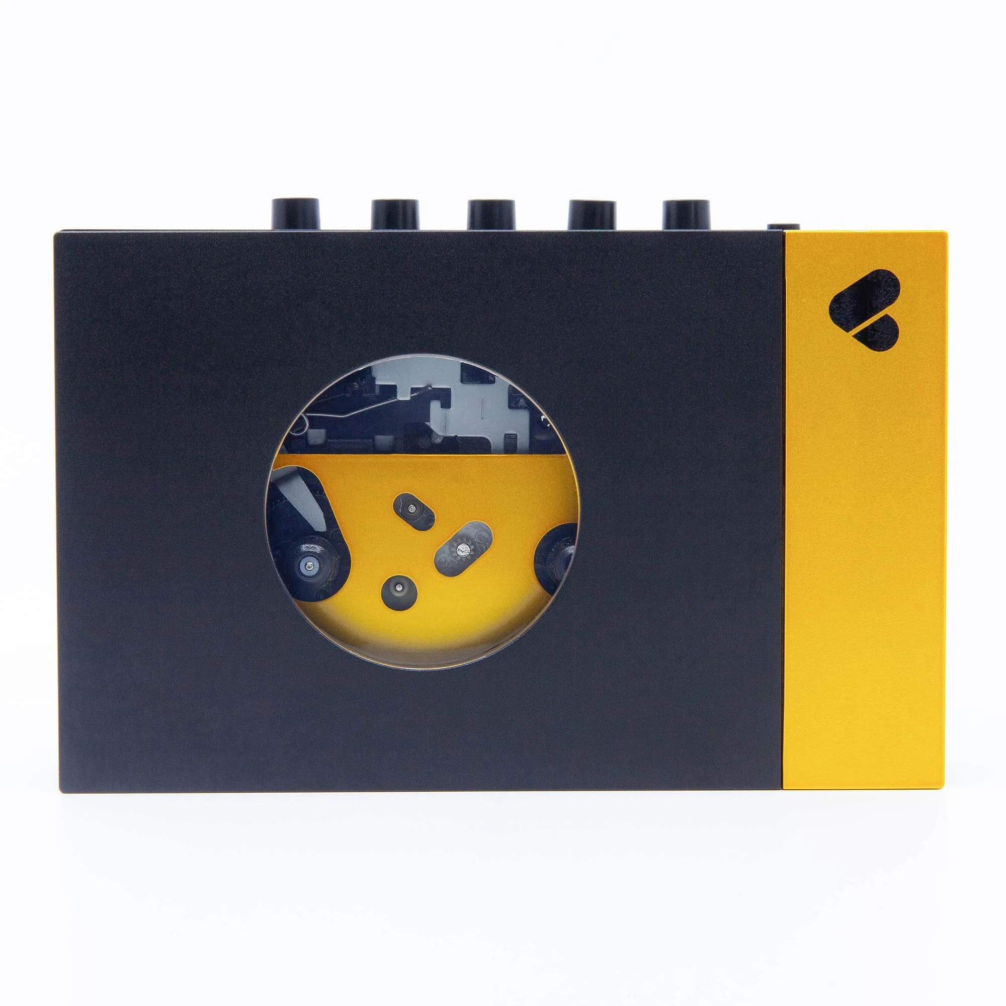 We are Rewind Portable Cassette Player - Cassette Tape Recorder w/Bluetooth Connection Speaker or Headphones, 3.5mm Audio Cable - (Amy, Black & Yellow)