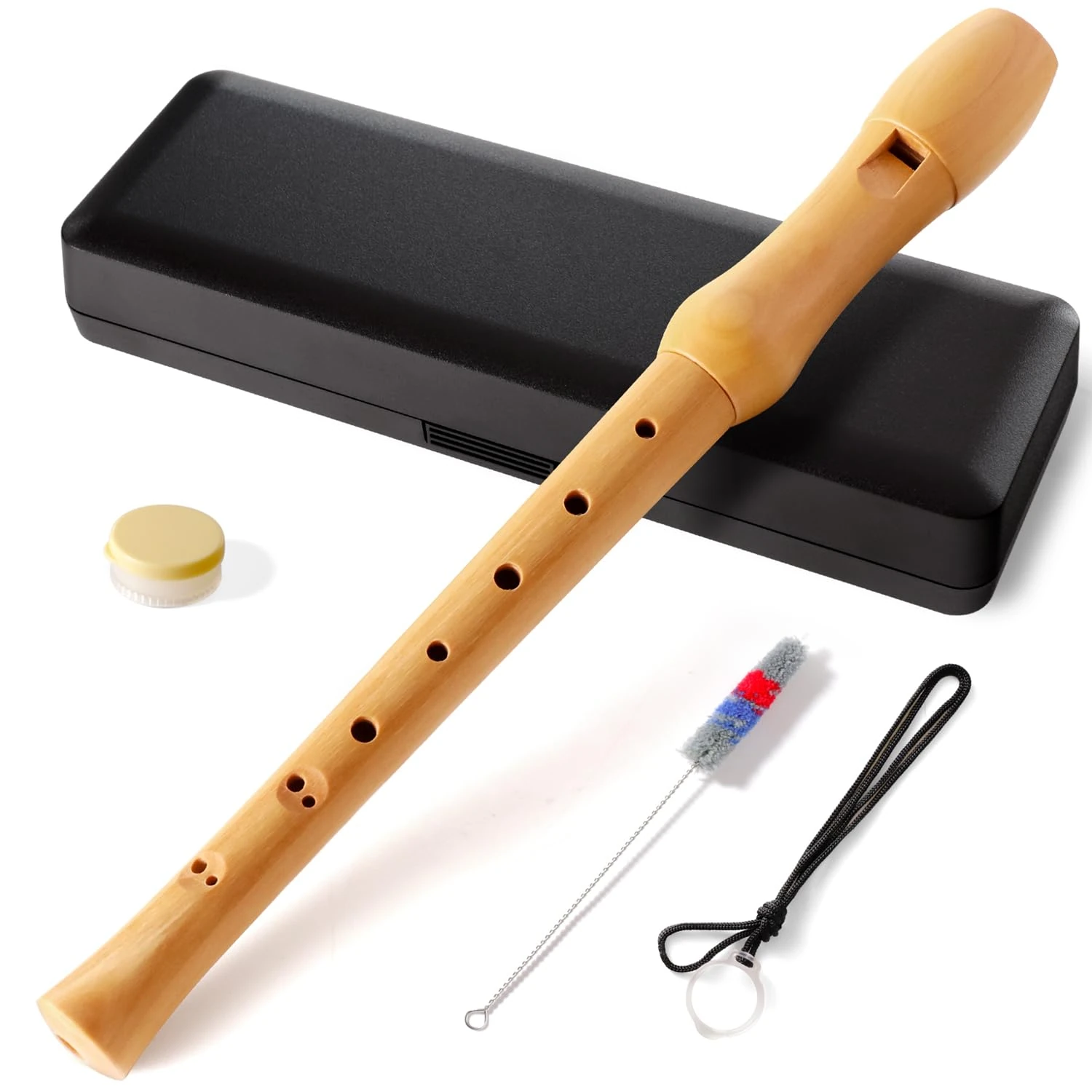 Fansjoy Wooden Recorder, 8-Hole Descant Soprano Recorder Instrument with Case & Cleaning Kit, English/Baroque Fingering