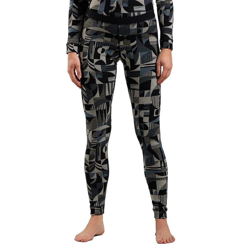 Odlo Women's Thermo Leggings Heritage I Merino Unterwäsche Damen I Warme Thermounterwäsche, Provincial Blue-Black, S Slim