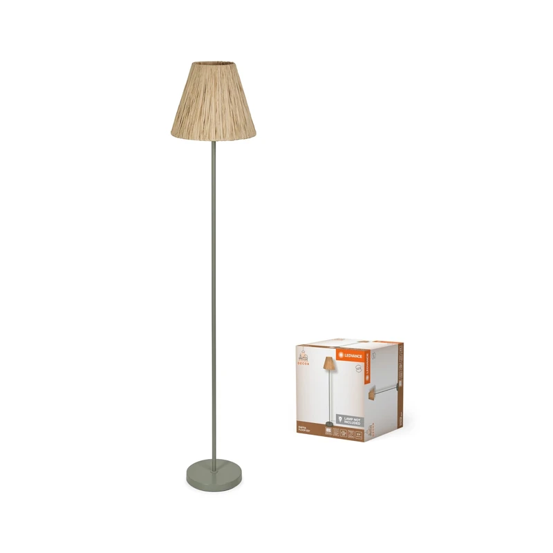 LEDVANCE Decor Raffia Floor Lamp - Green-Brown Bast & Metal