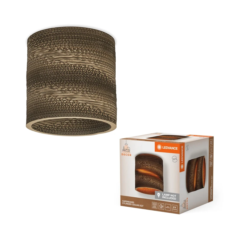 LEDVANCE Decor Cardboard Cylinder Lamp - Brown E27 Table Light