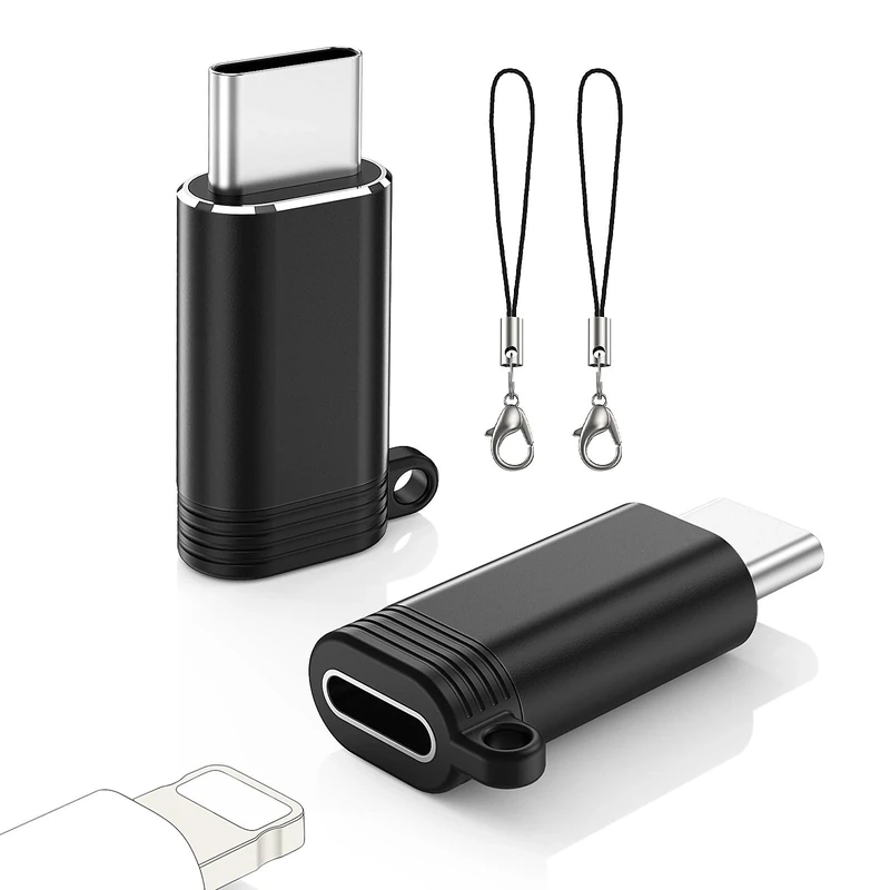 MoKo 2 Pack Lightning Female to USB C Male Adapter, iPhone to USB C Adapter for iPhone 15/16 Pro/16 Pro Max/16 Plus, Galaxy S24, iPad Air/Pro, for Charging/Data Transfer, NOT for Audio/OTG, Black