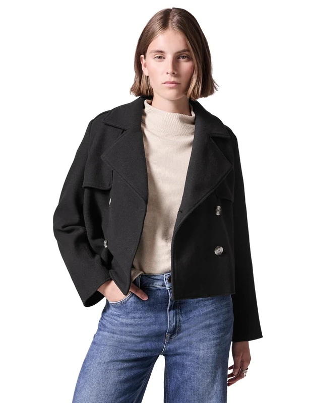 Street One Studio Women's F101160 Short Trench Coat, Black, 18