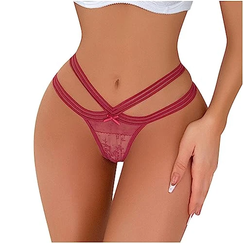SYDUZAX Sexy Panties for Women Sexy Lace See Through Thongs Panties Naughty Lingerie Sexy Transparent Lace Underwear Bikini Knickers Ladies Erotic Thongs G String Briefs