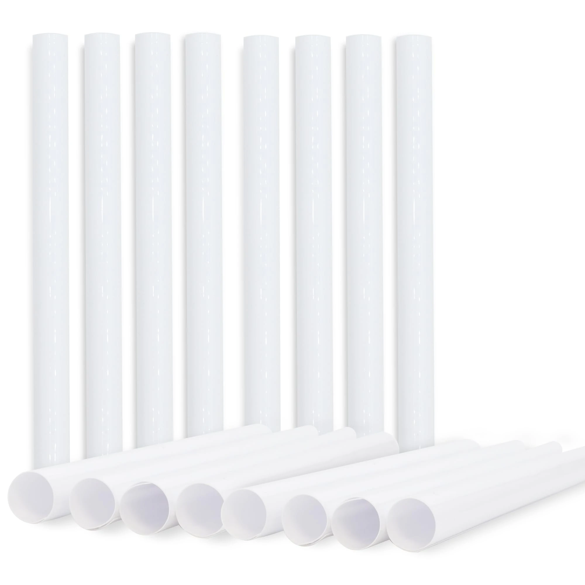8 White Radiator Pipe Covers - Snap on 19.5cm PVC Pipe Sleeves, Easy to Install Radiator Sleeves