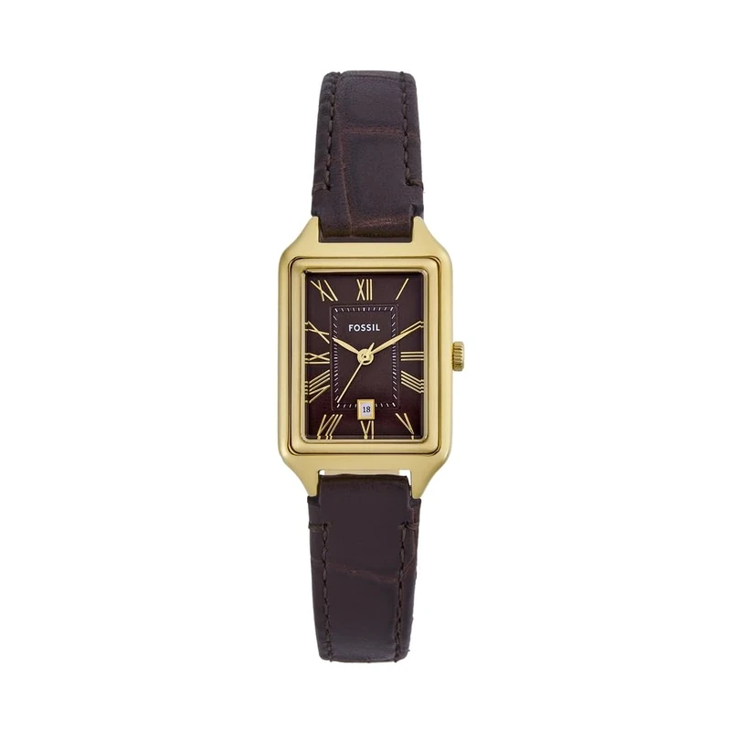 Fossil Raquel Watch for Women, Quartz Movement with Stainless Steel or Leather Strap, Caramel Brown, 23MM