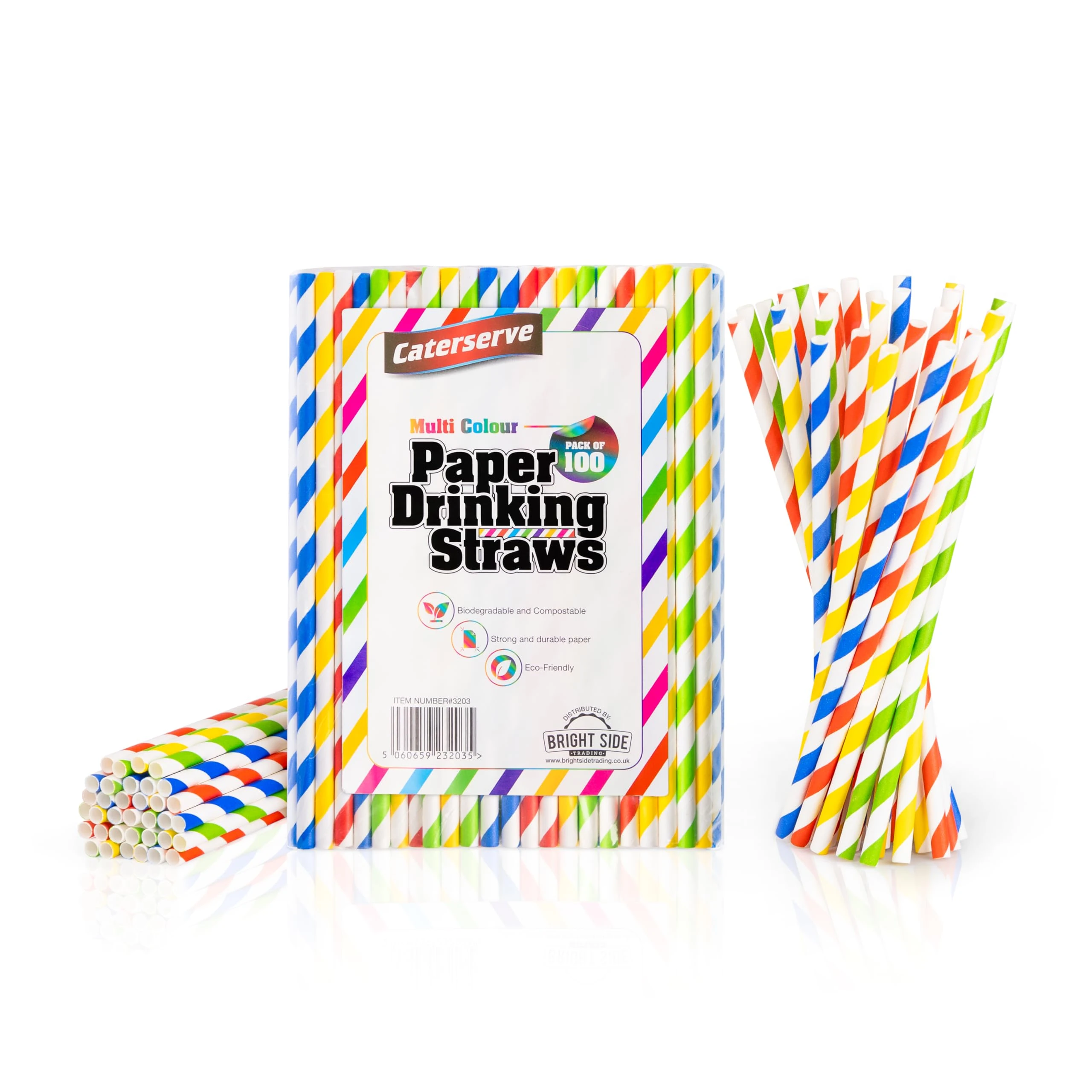 100 Paper Straws Multicolored - Eco-Friendly Alternative to Plastic Straws 100% Biodegradable and Compostable - Perfect for Drinking, Cocktails, and Parties Multicolour