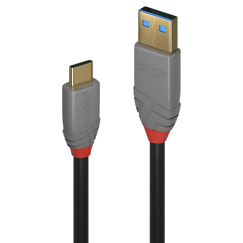 USB 3.2 Type A to C Cable, 10Gbps, 5A, PD, Anthra Line, 3m
