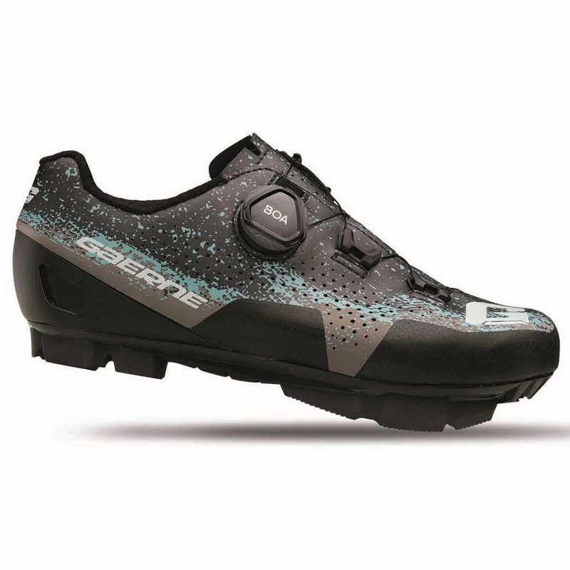 Gaerne Lampo Ladies MTB Shoes - Women’s Performance MTB Shoes with Stiff Efficient Sole, Breathable Durable Upper & Secure Closure for Trail and XC Cycling - Matt Black Grey Azure - Size 42