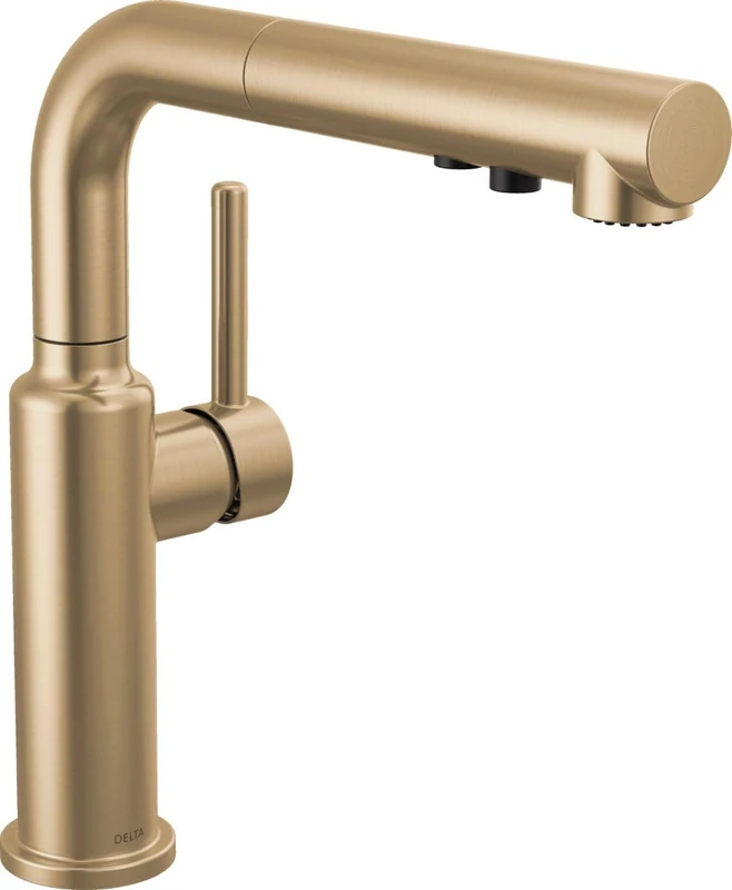 Delta Daneri Pull Out Kitchen Faucet, Gold Kitchen Faucet with Pull Out Sprayer, Kitchen Sink Faucet with Magnetic Docking Station, Champagne Bronze 16879-CZ-DST - Image 1