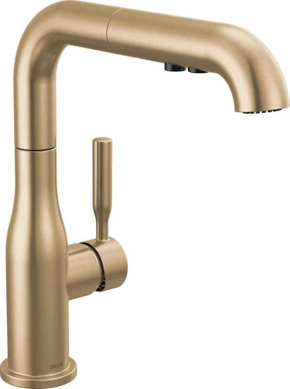 Delta Almari Pull Out Kitchen Faucet, Gold Kitchen Faucet with Pull Out Sprayer, Kitchen Sink Faucet with Magnetic Docking Station, Champagne Bronze 16943-CZ-DST