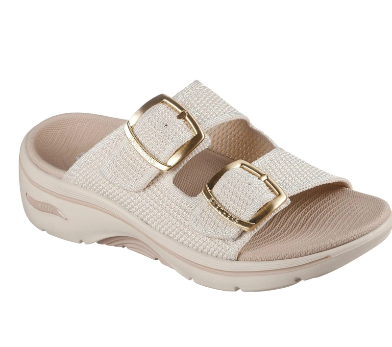 Skechers Women's Two Band Slide Sandal, Natural, 10
