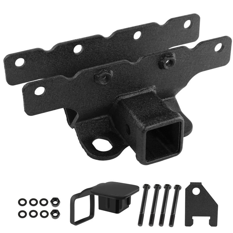 Trailer Hitch Kit for Jeep Wrangler - JL 2 Inch Rear Bumper Tow Hitch Receiver for 2018-2024 Jeep Wrangler JL JLU 4 and 2 Door Unlimited Accessories, Metal Black Towing Trailer Hitch with Cover