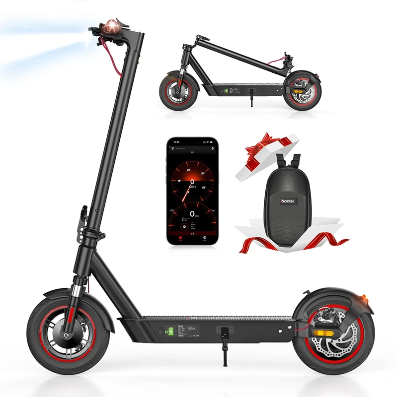 iScooter i10Plus/i10Max Fast Electric Scooter Adults, 50/80 KM Range, Support APP One-click Lock, Dual Suspension, 3 Braking Systems & Turn Signals, 120KG Capacity