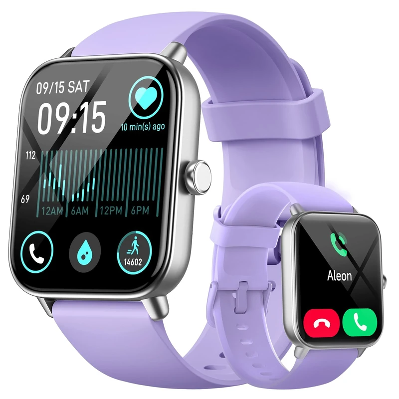 aeac Smart Watches for Women(Answer/Make Call), Alexa Built-in 1.8" HD Ladies Smartwatch with Heart Rate/SpO2/Sleep Monitor, 110+Sports, IP68 Step Counter Fitness Tracker (Purple, S/M/L)