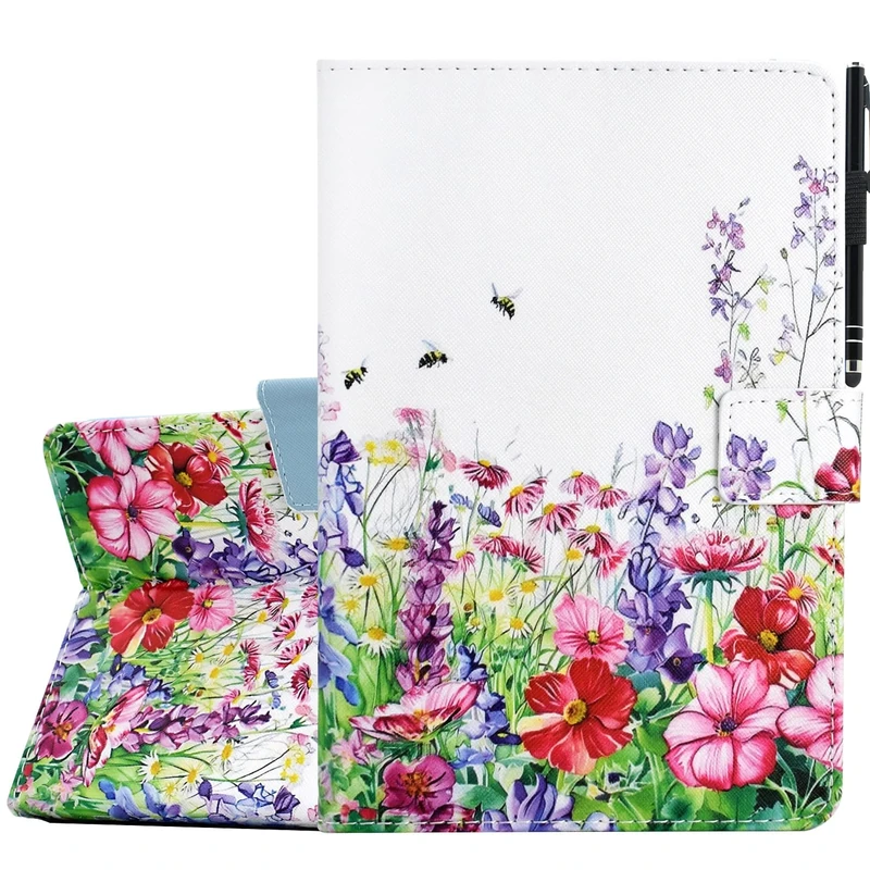 KEROM Case for iPad (A16) 11th Generation Case 11 Inch 2025, iPad 10th Generation Cover 10.9 Inch 2022, Cute PU Leather Folio Stand Protective Cover for Kids, Girls, Woman - Floral