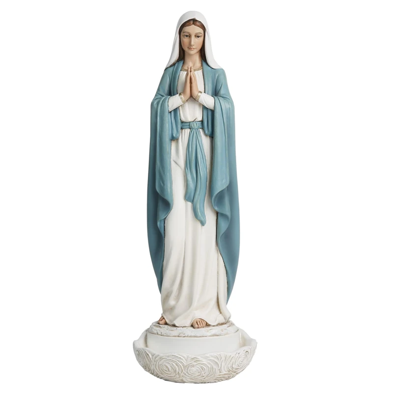 ShineOnAngel Our Lady of Grace Statue, 11 Inch Virgin Mary Rosary Holder Catholic Home Decor, Hand Painted Blessed Mother Statues Religious Gifts for Women