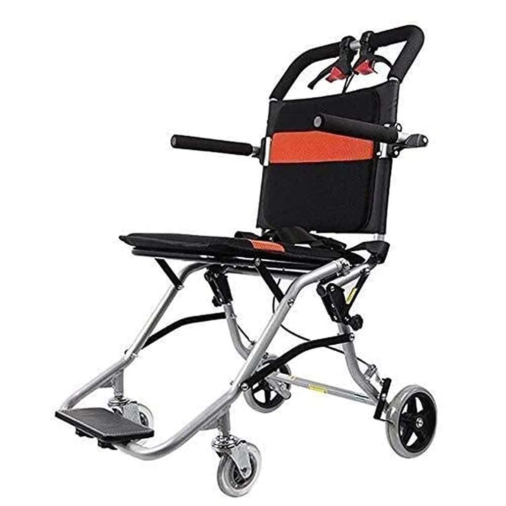 Wheelchairs Folding Self Propelled Lightweight Aluminium with Folding Frame,36Cm Seat Width,Lightweight Folding Attendant Non-Slip Wear-Resistant Shock-Absorbing Push-Type Self-Propelled