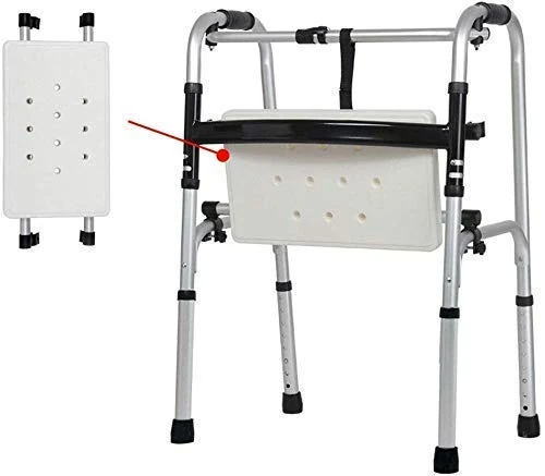 Wheelchair Aluminum Walker Disabled Walking Stick Elderly Walking Frame,One-Button Folding Portable (Color : No Sitting Board,Size : No Wheel),Older