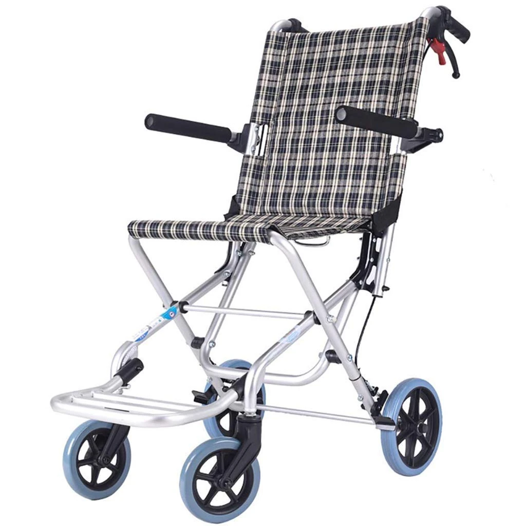 Creative Trolley Wheelchair Light Transport Self-Propelled Drive Foldable Aluminum Alloy Chair Portable Elderly Disabled Aircraft Travel Outdoor,portable