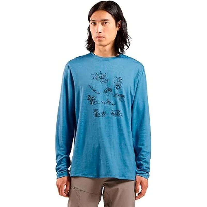 Odlo Long Sleeve Hiking Shirt Men's Merino 200 Tourist I Functional Shirt Hiking Breathable