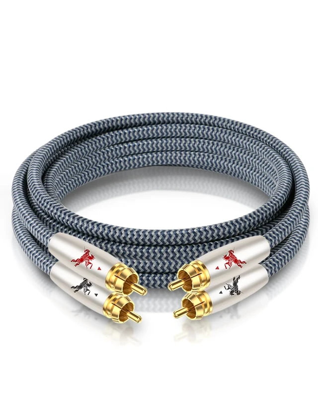 Impeto Audiophile RCA Cables, 2 RCA Cable Phono cable Male to Male 2 × 2 plugs, 5N OFC Gold Plated for HIFI Home Theater, HDTV, Gaming Consoles, Hi-Fi Systems 5M