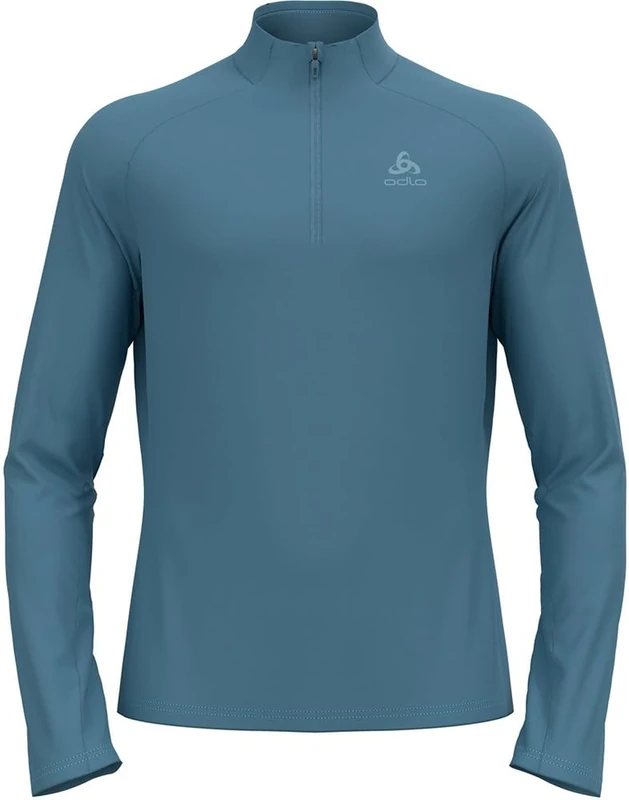 Odlo Men's Essential Light Fleece Jumper, Midlayer with Half Zip, Long Sleeve Hiking Shirt