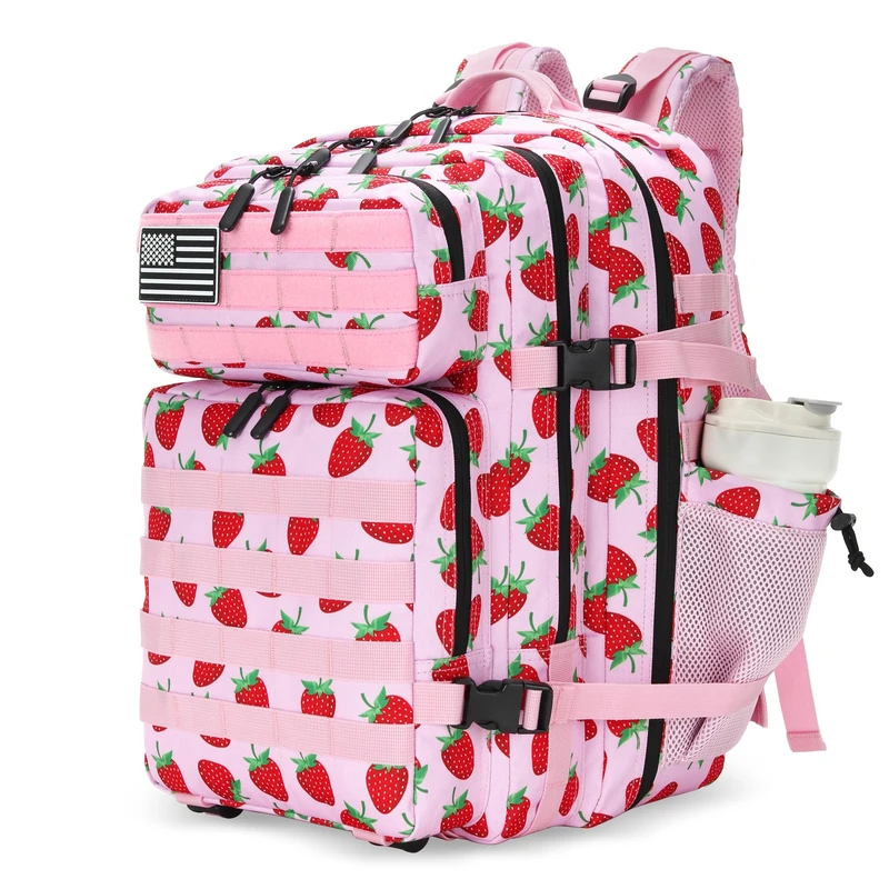 Lovelinks21 25L Tactical Backpack Waterproof Military Tactical Backpack for Men and Women Assault Pack Small Travel Backpack, Strawberry, S, Daypack Backpacks