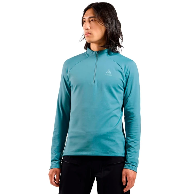 Odlo Men's Fleecepullover Herren Essential Light I Midlayer mit Halbreißverschluss I Langarm Wandershirt Mid Layer, Provincial Blue, M
