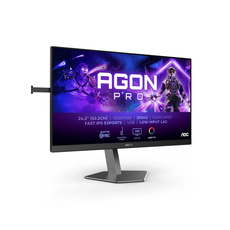 AOC AGON AG256FS - 25 Inch FHD Gaming Monitor, 390Hz, Fast IPS, 0.3ms, HDR400, Height Adjustable Esports Base, RGB Lighting, USB Hub (1920 x 1080, 400 cd/m2, HDMI 2.0 / DP 1.4 / USB 3.2)