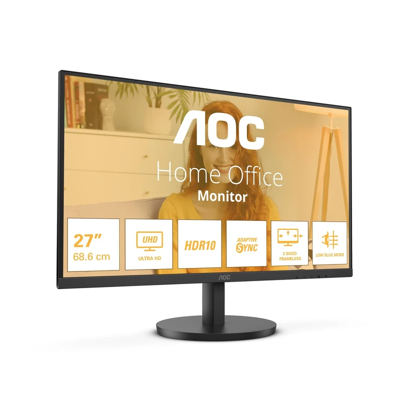 AOC U27B3M 27 inch UHD Monitor 60Hz, VA Panel, 4ms GtG, HDR10, (3840x2160 HDMI 2x 2.0 DP) Black