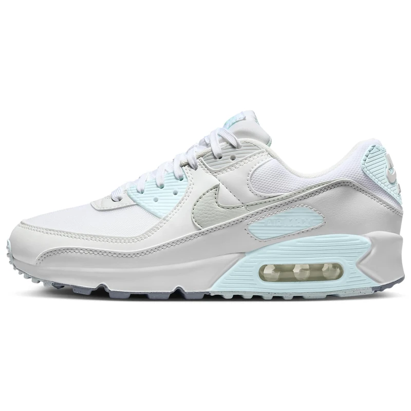 NIKE DH8010-104 Air Max 90 Women White/Light Silver-Glacier Blue UK 3
