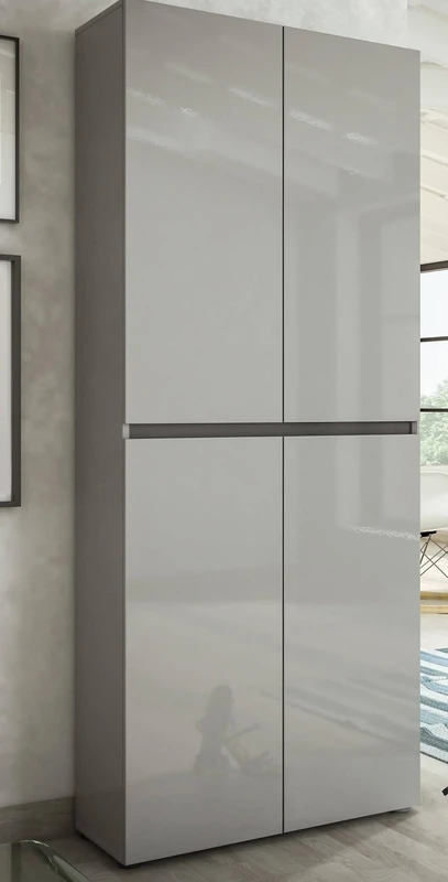 Dmora Alberton Shoe Rack, Multi-Purpose Entrance Cabinet, Shoe Cabinet, Made in Italy, 80 x 34 x 200 cm, Grey