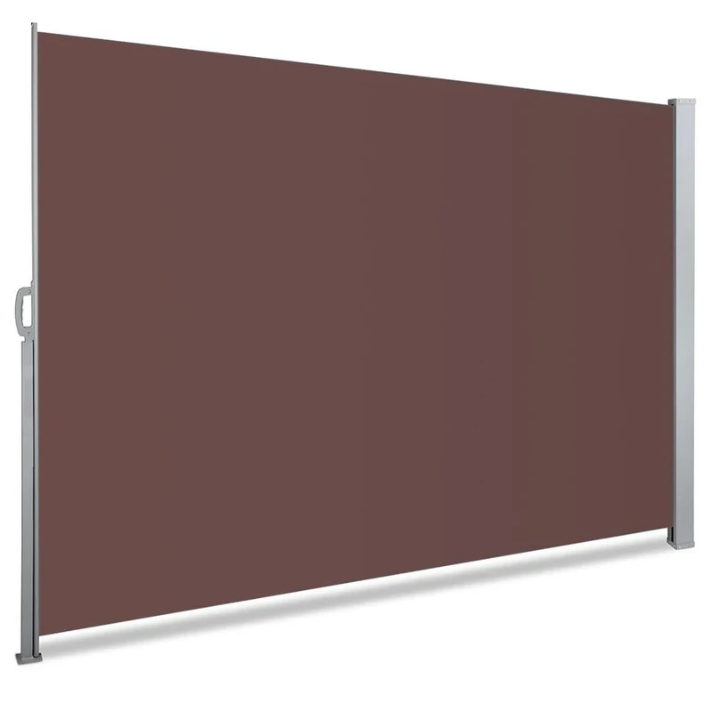 VOUNOT Retractable Side Awning, Outdoor Privacy Protection Screen for Garden, Balcony, Terrace, 140 x 300 cm, Dark Brown