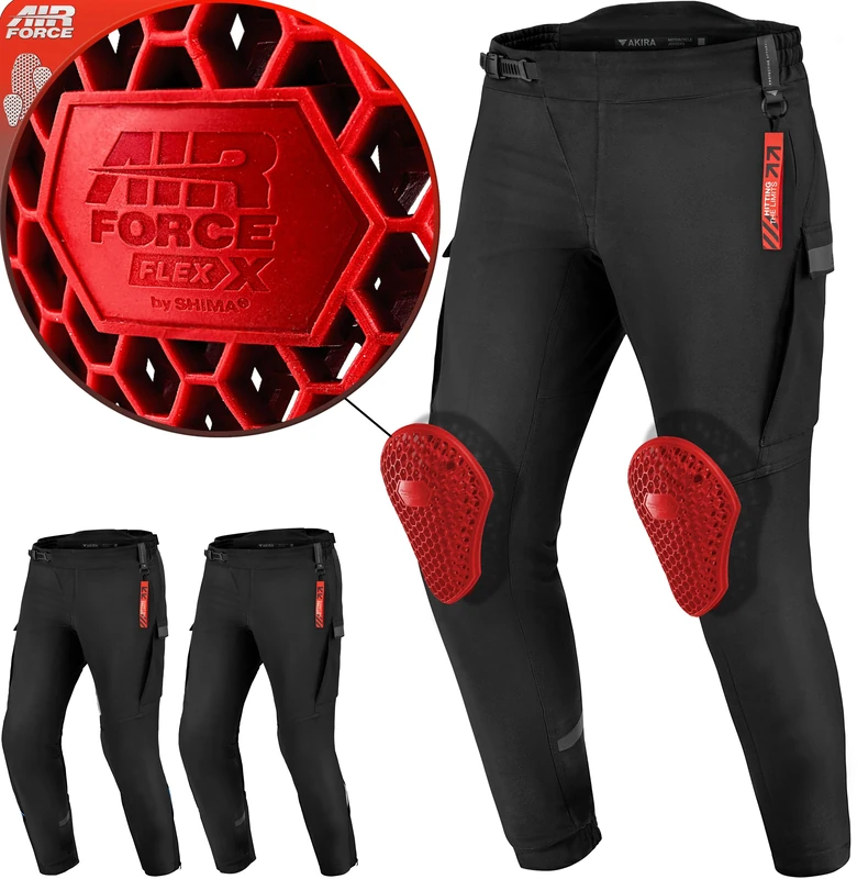 SHIMA AKIRA Motorcycle Trousers for Men Women AIRFORCE Knee Protectors Motorbike Armoured Urban Lightweight Protective Ventilated Reinforced Armored Bike (Unisex, Black, S)