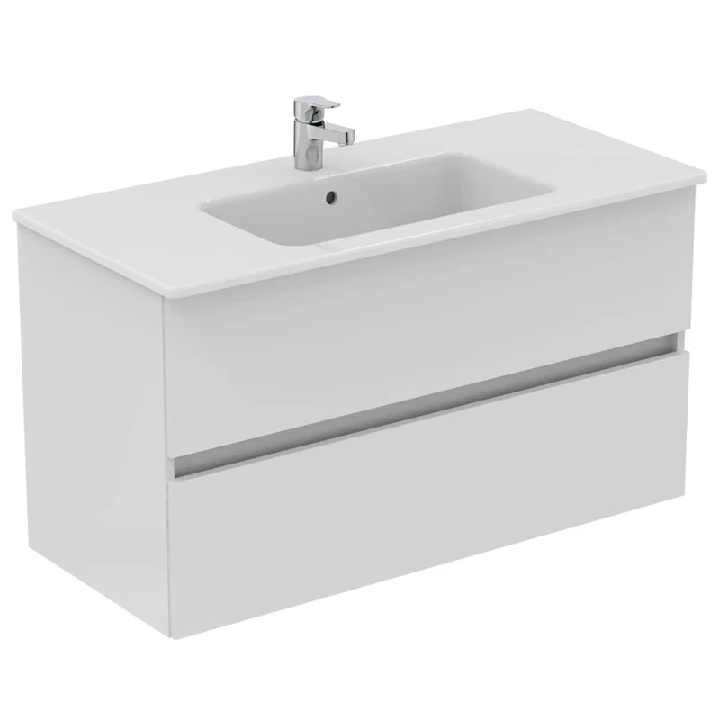 Ideal Standard Eurovit+ 1000cm wall mounted vanity basin unit with Cerabase single lever basin mixer tap, T531701, R0265WG, BD054AA, White