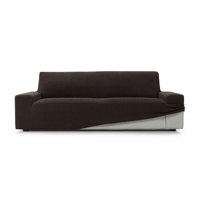 ECOMMERC3 | SOFA 4 Seater Super Elastic Soft Touch Cover Made in Spain - Brown Sofa Cover Includes Foam Sticks for Adjustment