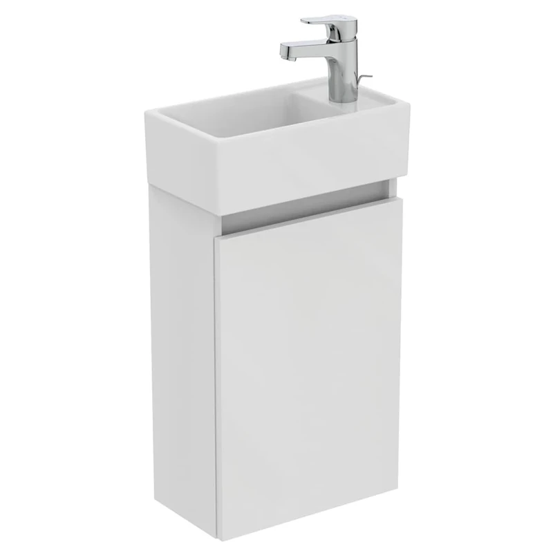 Ideal Standard Eurovit+ 35cm Wall Mounted Right Hand Cloakroom Basin Unit with Cerabase Single Lever Basin Mixer tap, E211201, R0271WG, BD054AA, White