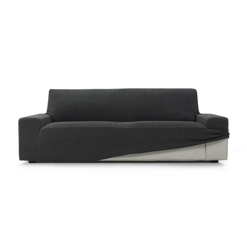 ECOMMERC3 | SOFA 4 Seater Super Elastic Soft Touch Cover Made in Spain - Dark Grey Sofa Cover Includes Foam Sticks for Adjustment