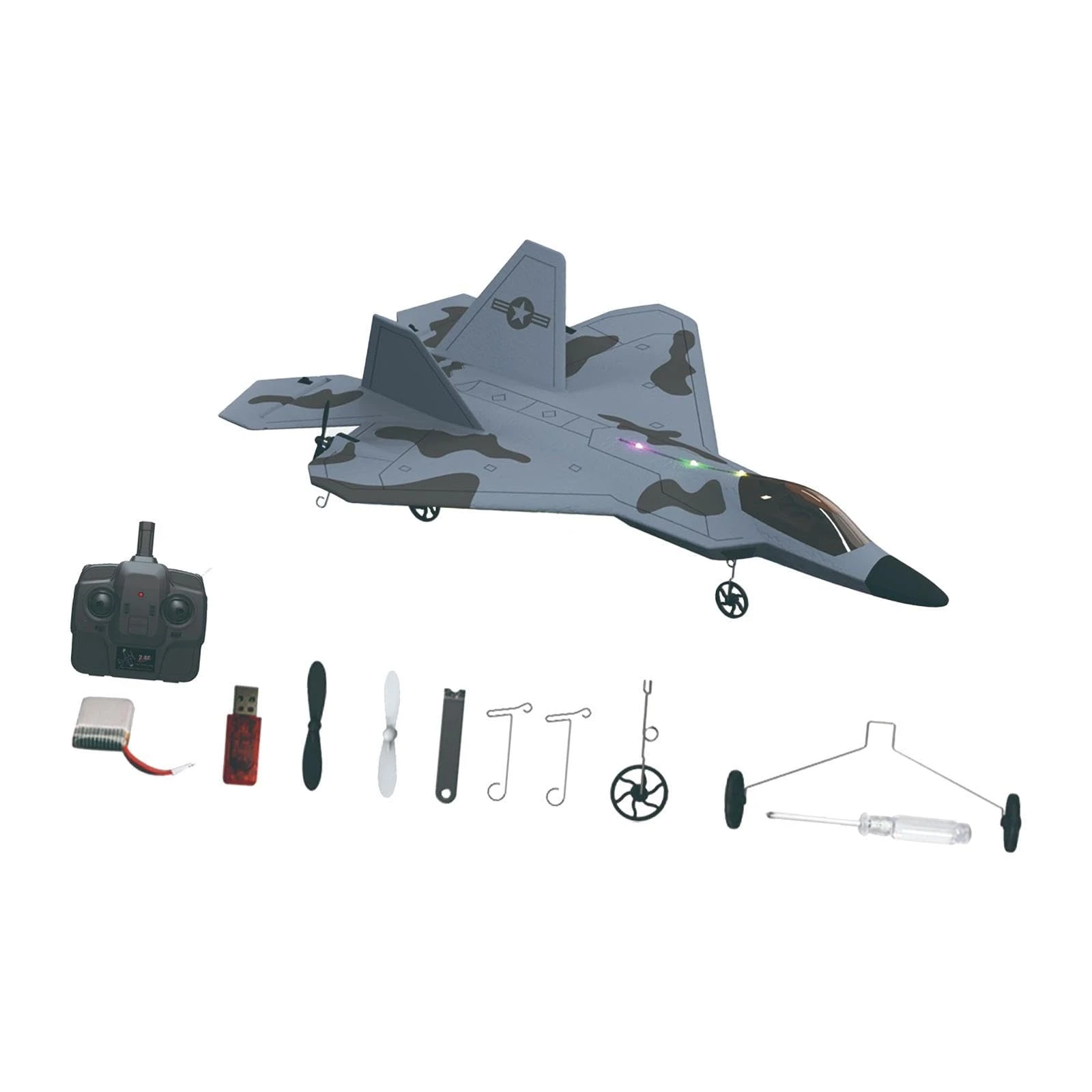 LOVIVER Control Airplane F22 Fighter Foam 4 Channels Easy to Fly Lightweight for Kids Adults RC Plane Wingspan320mm