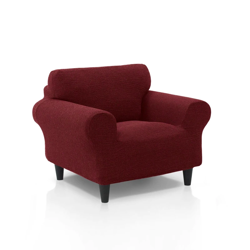 ECOMMERC3 | Sofa-1 Seater Super Elastic Soft Touch 100% Made in Spain – Burgundy Sofa Cover Includes Foam Sticks for Adjustment