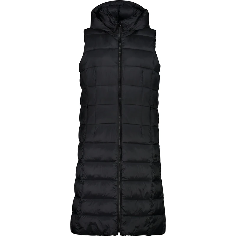 CMP Women's Gilet Lungo Da Donna in Nylon Con Cappuccio Fisso Vest, Black, 46