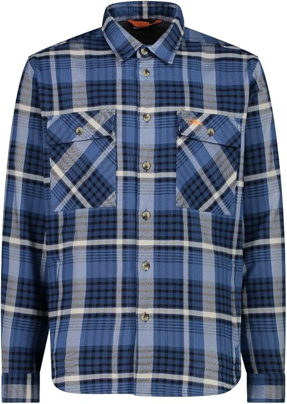 CMP Men's Camicia Da Uomo in Flanella Button Down Shirt, Olive-Black-White, 52