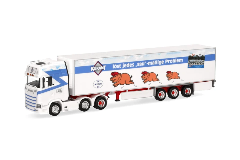 Herpa Scania CS 20 HD Truck Model - 1:87 Kurant Meat Trailer