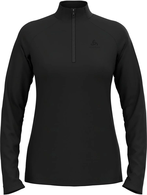 Odlo Women's Essential Light Fleece Jumper, Midlayer with Half Zip, Long Sleeve Hiking Shirt
