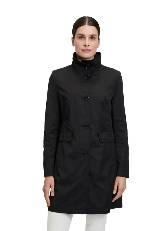Gil Bret Women's Summer Coat with Stand-Up Collar, jet black, 10