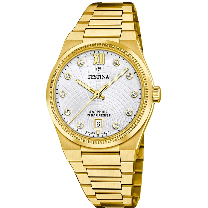 Festina Swiss Made Ladies Gold PVD-Plated Steel Watch with Bracelet F20058/1