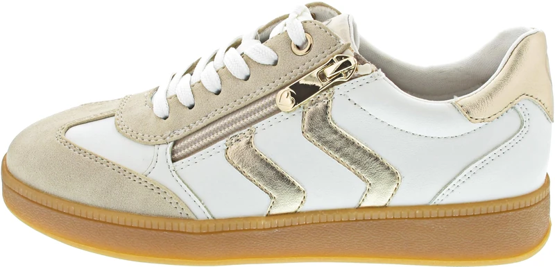 MARCO TOZZI Women Sneakers soft Feel Me Removable Footbed soft lining Vegan Modern, white (WHITE/GOLD), 4 UK