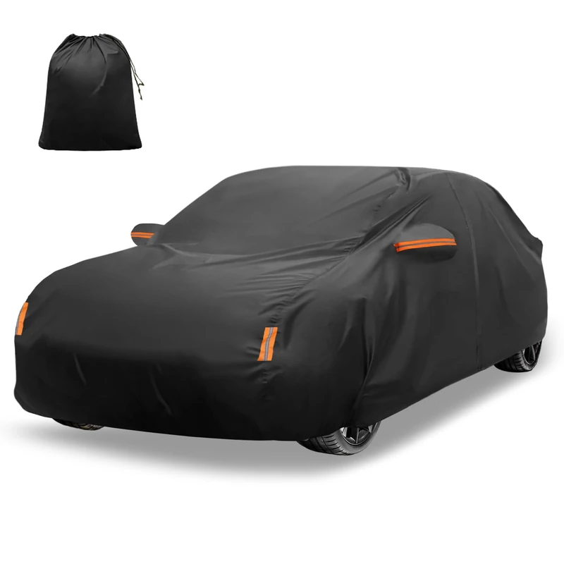 X AUTOHAUX Car Cover for Honda Civic Sedan/Coupe 210D-PU Outdoor Full Car Cover All Weather with Door Zipper for Waterproof Windproof Sun Rain Snow Protection