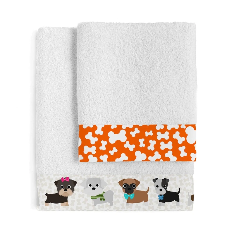 HappyFriday Mr Fox Dogs Towel Set Multicolor 2 Pieces - Image 1